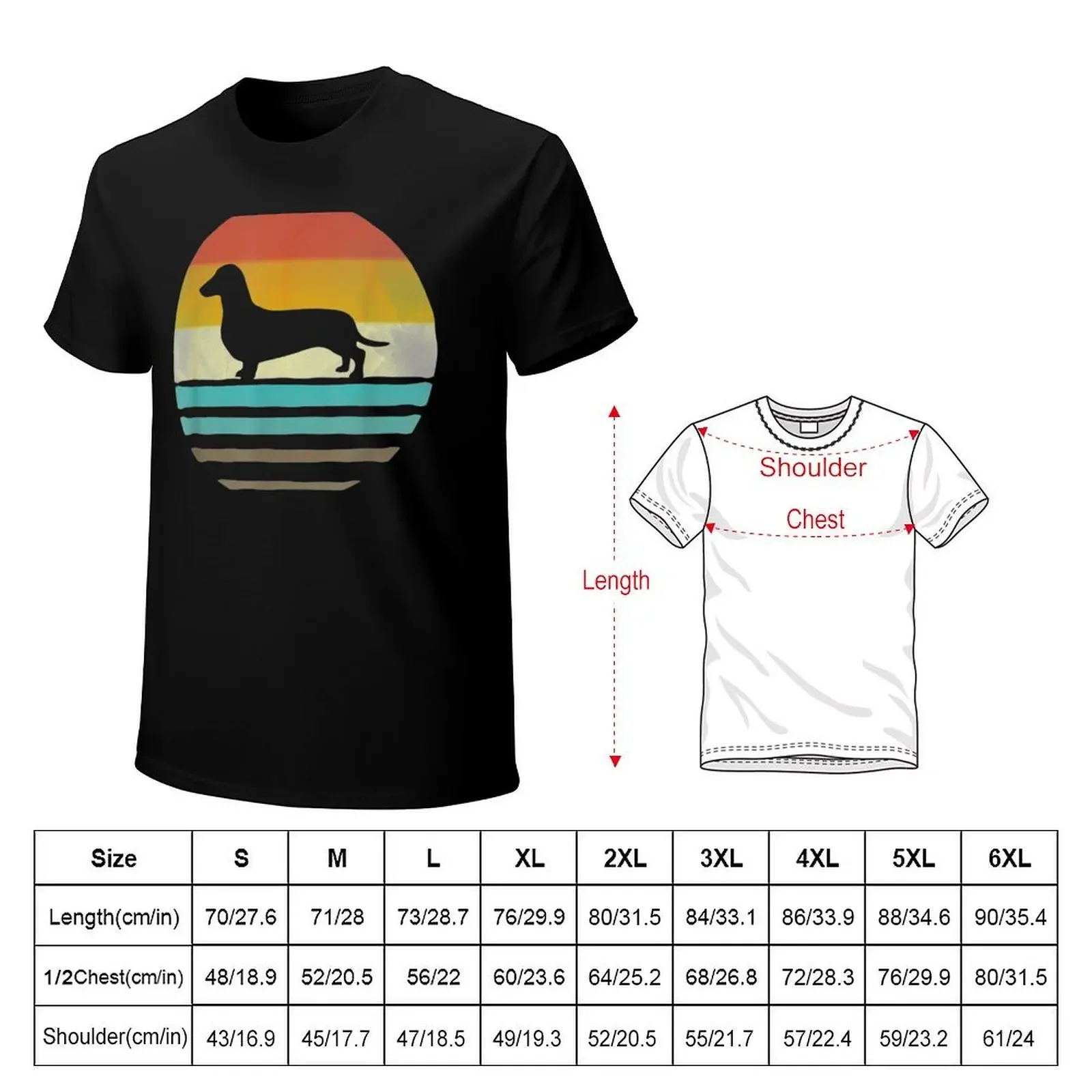 Retro Vintage Sunset Doxie Dachshund Dog Breed Silhouette T-shirt blanks cute clothes kawaii clothes mens t shirts pack