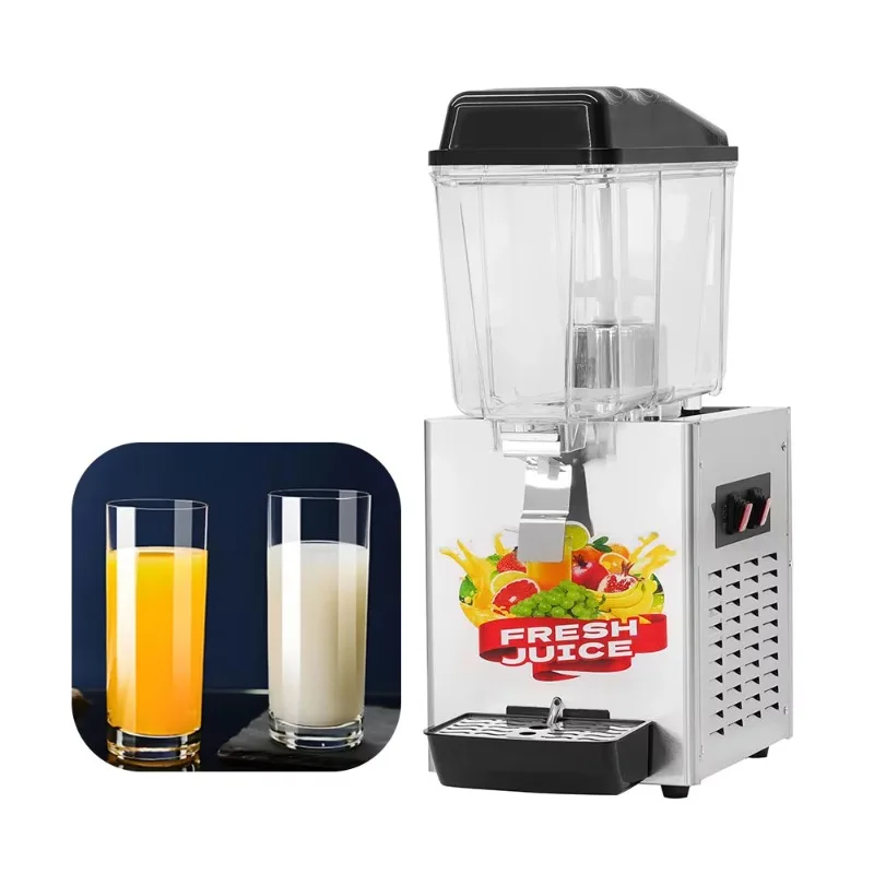 Commercial Stainless Steel 16L Single Tank Food Grade Countertop Juice Dispenser with Electric Cooling and 1 Year Warranty