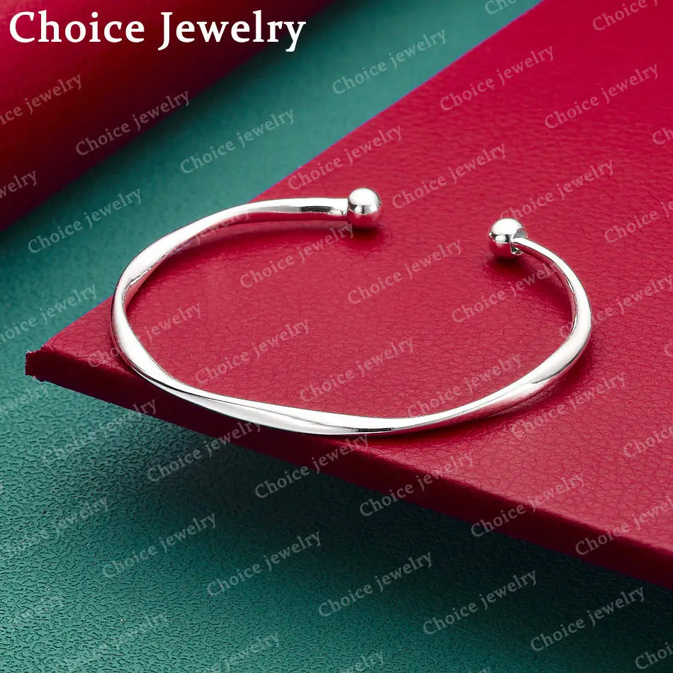 925 Sterling Silver Bangle Simple Thin Open Bracelet For Women Exquisite Trendy Fashion Jewelry Party Hot Sale