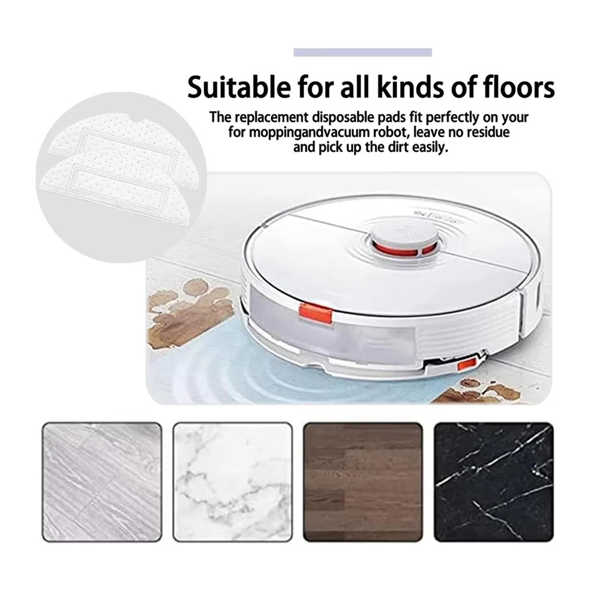 60 Stück Einweg-Wischpads für Roborock S7/ S7+/ S7 Maxv/ S7 Maxv Ultra/ S7 Maxv Plus/ S7 Pro Ultra Robotic VacuumM14K