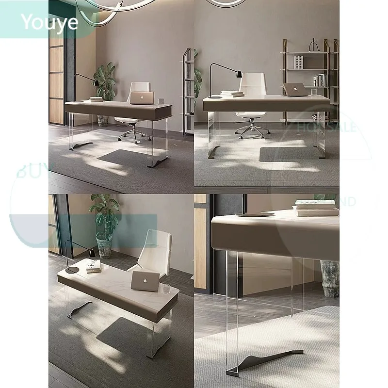 ZL Acrylic Floating Desk Modern Minimalist Study Table for Small Space Home Office Computer Desk