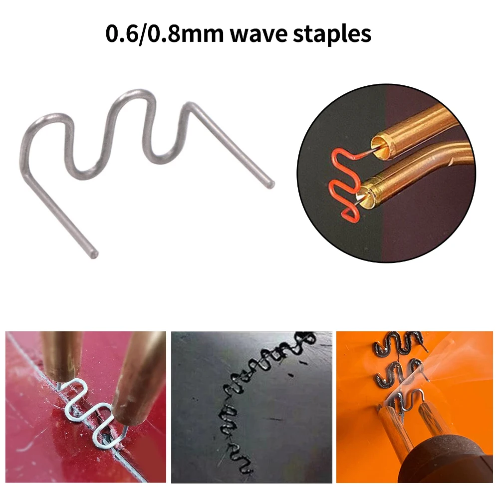 500Pcs 0.6/0.8mm S Wave Staples For Car Bumper Bodywork Plastic Stapler Repair Kit Pre-cut Wave Staples Soldering Tools