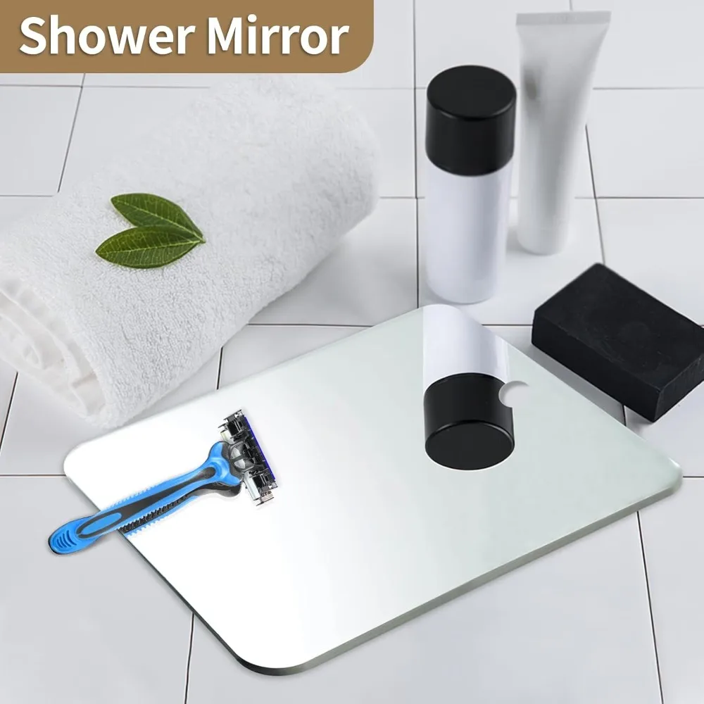 

Shower Mirror, Larger 10.6 x 8 Inches Mirror for Wall Hanging, Frameless Portable, Unbreakable, Makeup Shaving Mirror