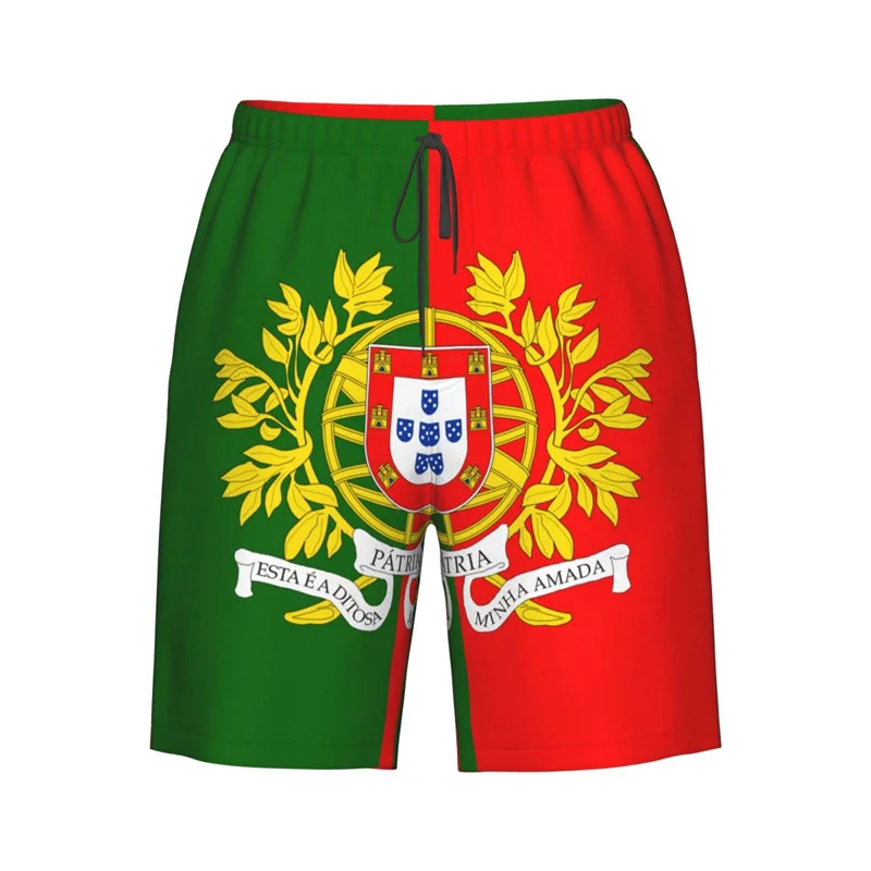 Classic 3d Print Portugal Flag Beach Shorts Men Quick Dry Bathing Suits Loose Surf Board Shorts Popular Sports Swim Trunks