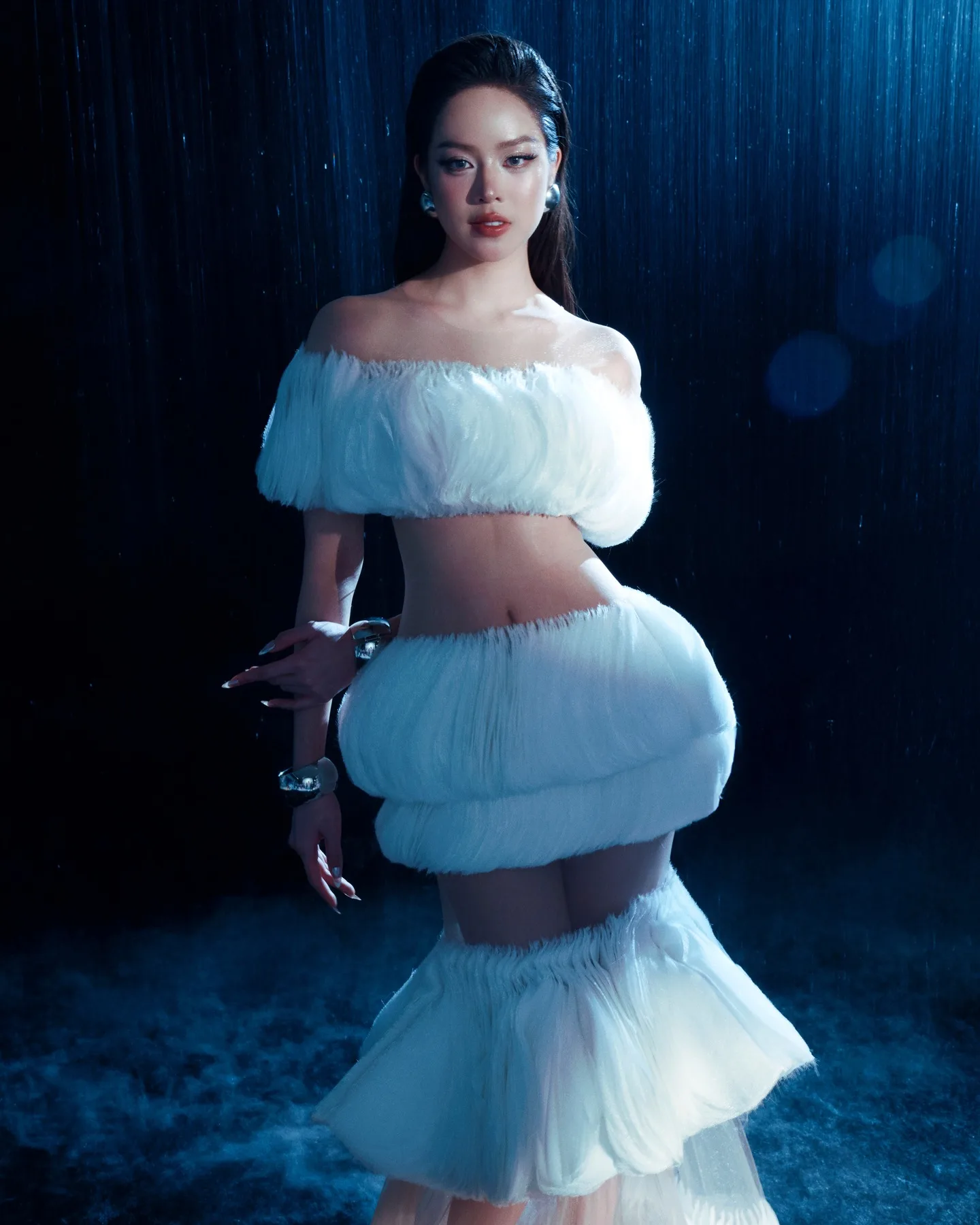 Moda 2 peças vestidos de festa à noite camadas brancas duas peças roupa feminina vestido photoshoot conjuntos فساتmaveraVestidos de festa exclusivos