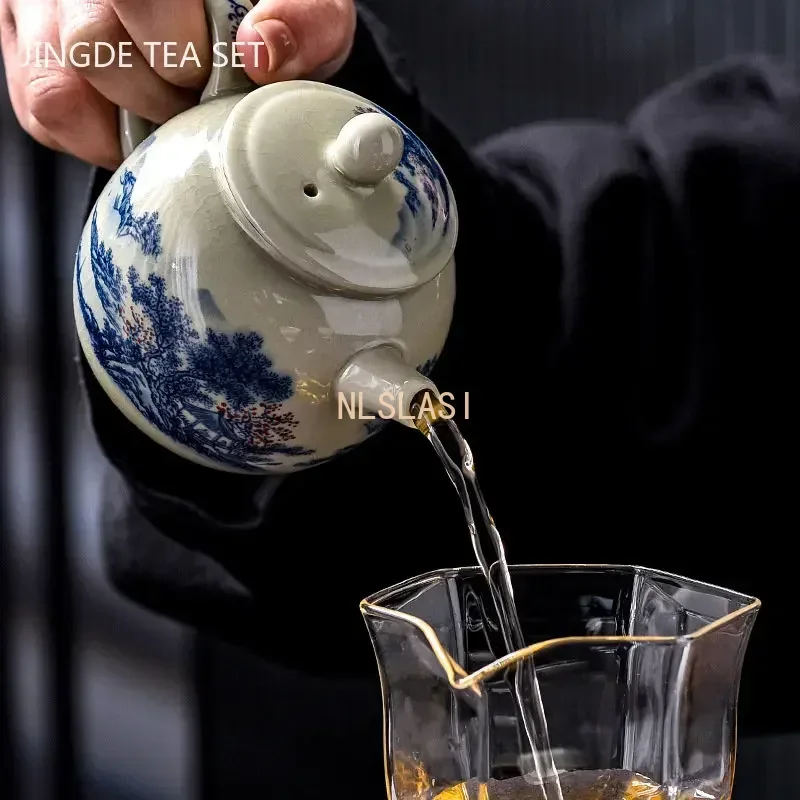 200 مللي إبريق شاي من السيراميك الصيني Ru فرن الجليد الكراك الصقيل يمكن رفع براد شاي الخزف اليدوية teبينة أواني الشاي المنزلية