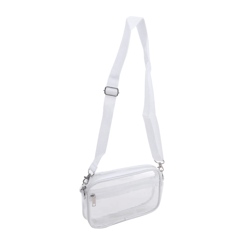 Women Clear Shoulder Bag Solid Color Transparent Purse Female Simple Crossbody Bags With Front Pocket Casual Handbag For Ladies