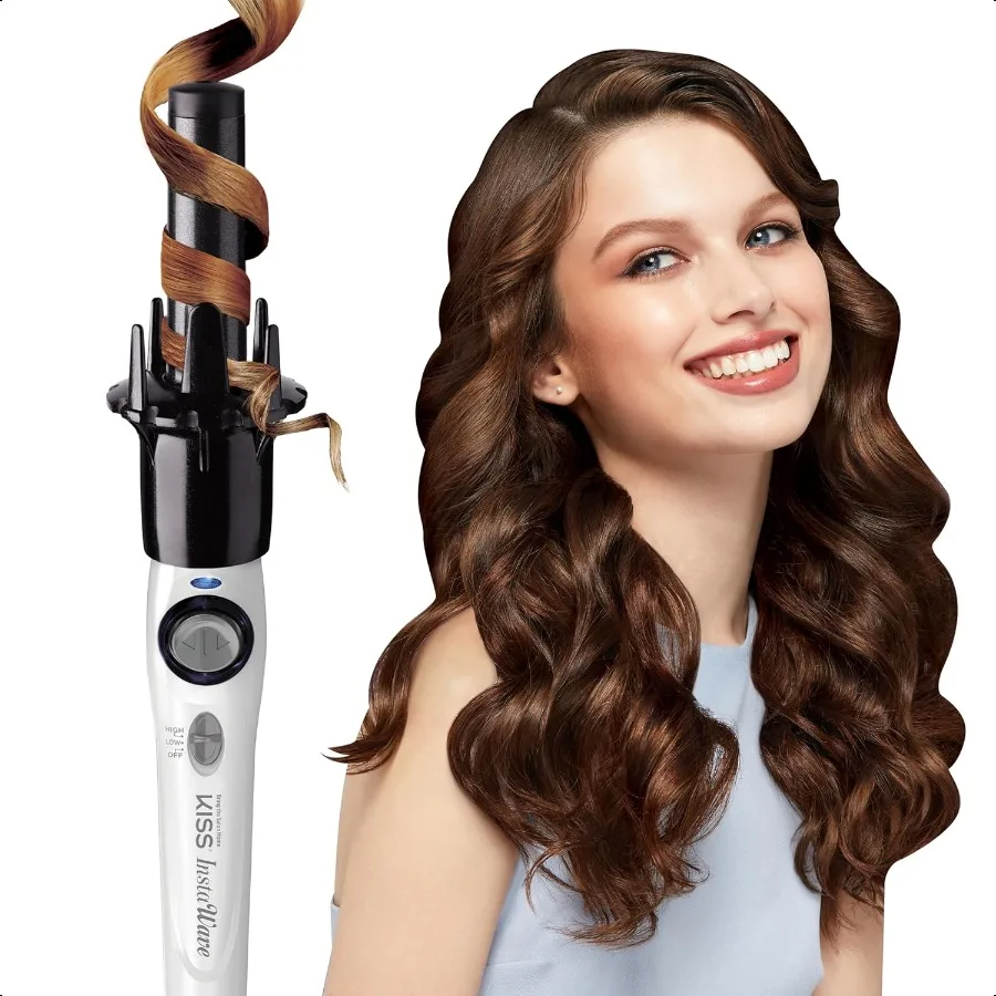 

KISS Instawave Deluxe Automatic Rotating Curling Iron Ceramic Ionic Techlogy Prevention 2Way Rotation Dual Heat Settings up to