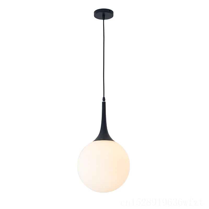 Modern White Glass Ball Pendant Lights Loft LED Hanging Pendant Lamp for Living Room Lighting Home Black White Horn Fixtures