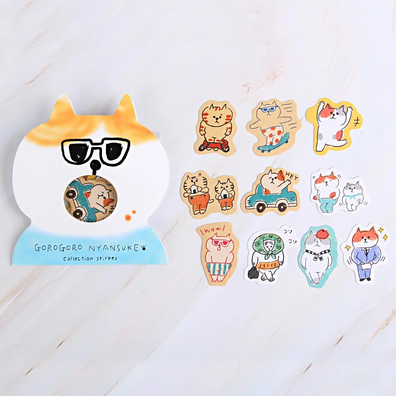 30 Pcs/Lot Cute Cartoon Cat Paper Stickers Notebook Photo Album Diy Decoration Material Students Stationery Random Pattern