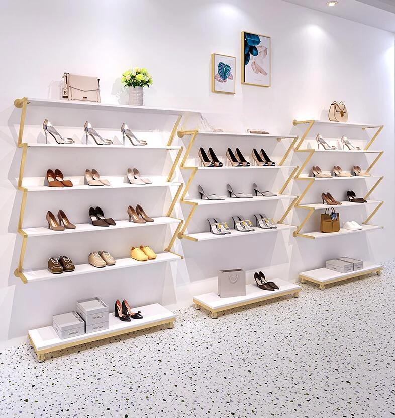 

Скандинавская полка для обуви, витрина, многослойная креативная витрина для обувного магазина, магазин одежды, настенная полка для золотых сумок