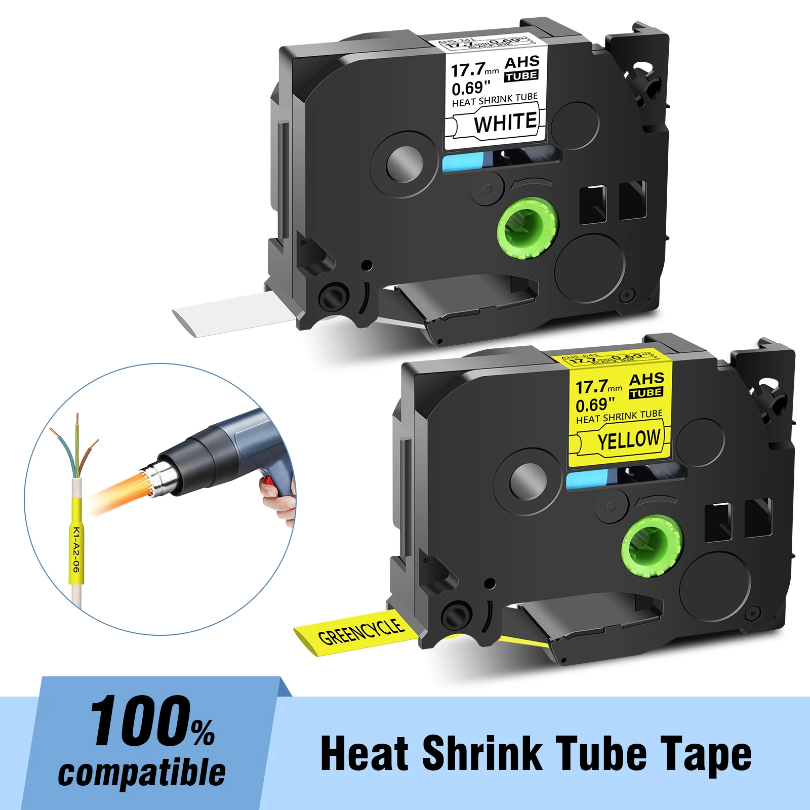 3-20PCS Heat Shrink Tubes Compatible for Brother HS HSe-231 631 5.8mm-23.6mm Label Tape for P-Touch PT-1010 PT-E500 Label Maker