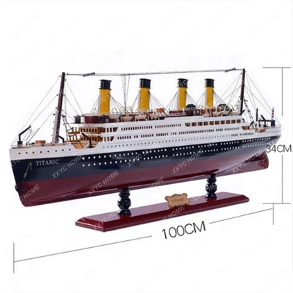 50-100CM Wooden Titanic Cruise Ship Model with LED Lights Decoration Wood Sailing Boat Craft Creative Home Living Room Decor