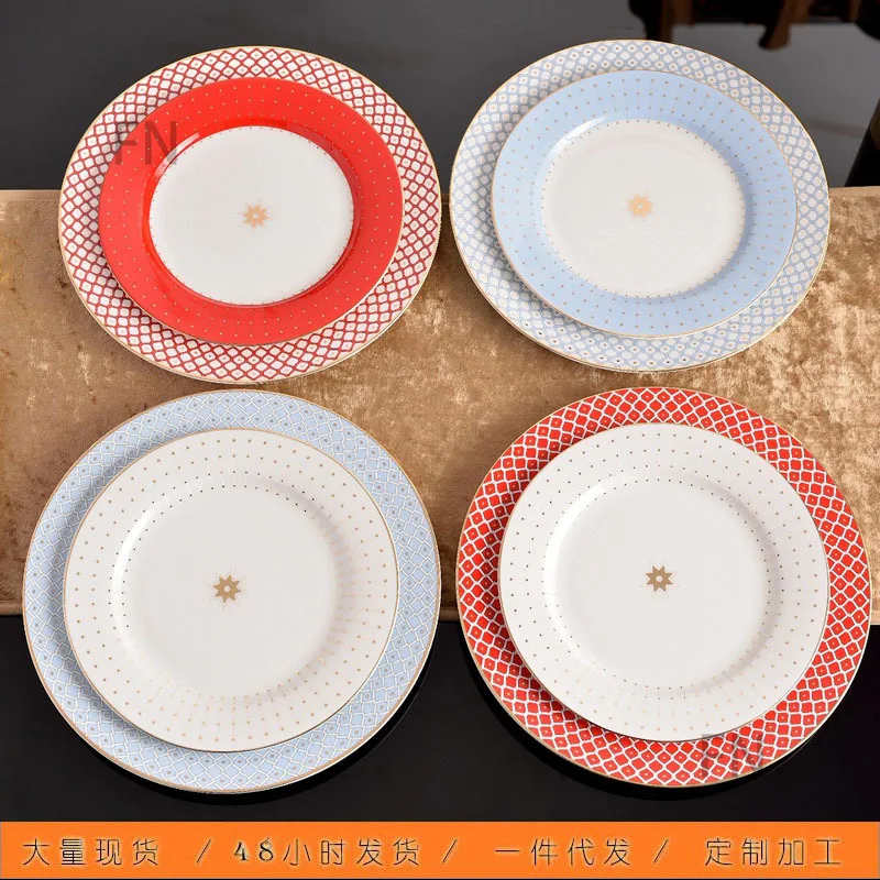 

2-Piece Western Cuisine Plate Ceramic Hotel Restaurant Steak Plate Phnom Penh Breakfast Dessert Dishes and Plates Sets