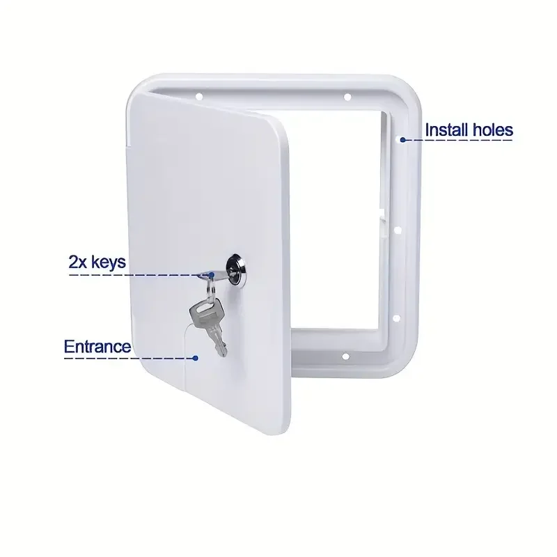 RV Hatch Power Cable Outlet Cover Waterproof Camper Trailer Hose Storage maintenance door with Lock Retrofitting Accessories