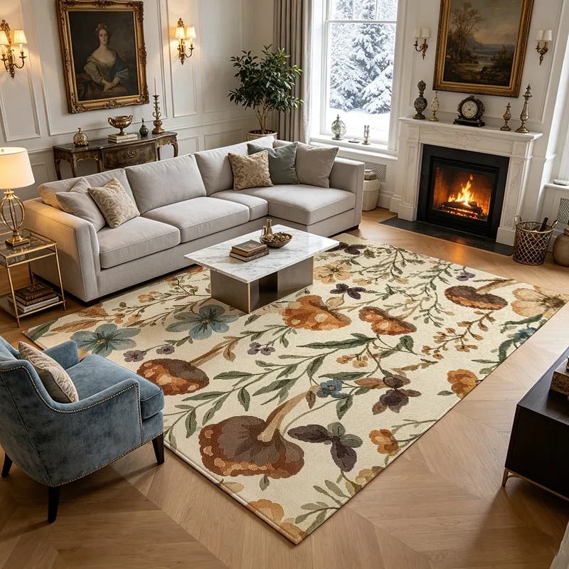 One Watercolor Floral Style Rug, Soft and Comfortable, Suitable for All Seasons, lightweight and Easy to Maintain, Home Decor, Bedroom, Living Room, Entryway, for Autumn and Winter