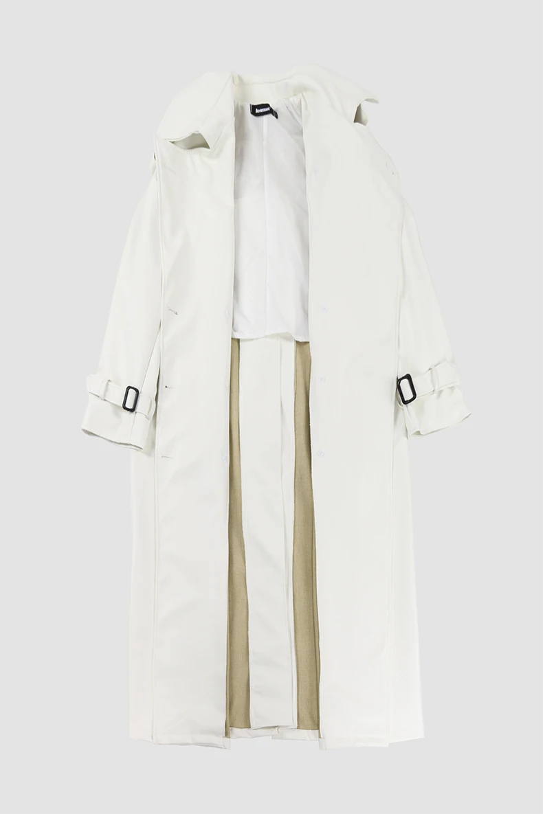 Nerazzurri Spring Autumn Long Oversized Black Pu Leather Trench Coat for Women Belt Double Breasted Loose Casual Korean Fashion