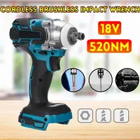 Brushless Cordless Electric Impact Wrench Rechargeable 1/2 inch Wrench Power Tools Compatible for Makita 18V Battery