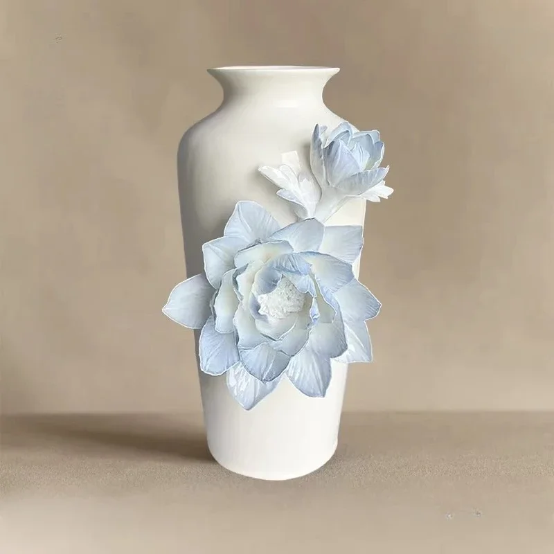 Intangible Cultural Heritage hand-squeezed flower ceramic vase, birthday gift, decoration, housewarming gift