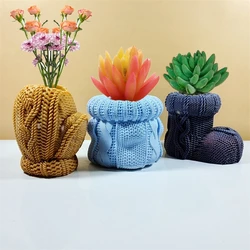Woolen gloves succulent plant flowerpots resin silicone molds woven woolen shoes pen holders flower vases concrete gypsum mold