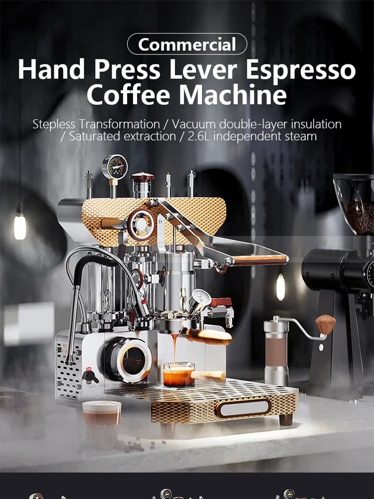 HomeWise 9Bar Manual Espresso Machine with PID Temperature Control 2.6L+3.6L Steam Milk Frother+Extraction Boiler Coffee Maker