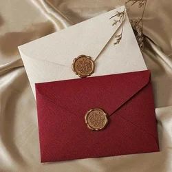 Luxury Linen Envelope and Letter Set with Wax Seals - Vintage Elegant Style - Perfect for Weddings, Parties & Special Occasions
