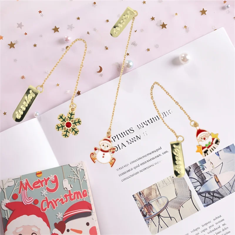 جديد سانتا كلوز قلادة المرجعية المعدنية عيد الميلاد الرنة ثلج المرجعية الكرتون المرجعية اللوازم المكتبية المدرسية القرطاسية #4