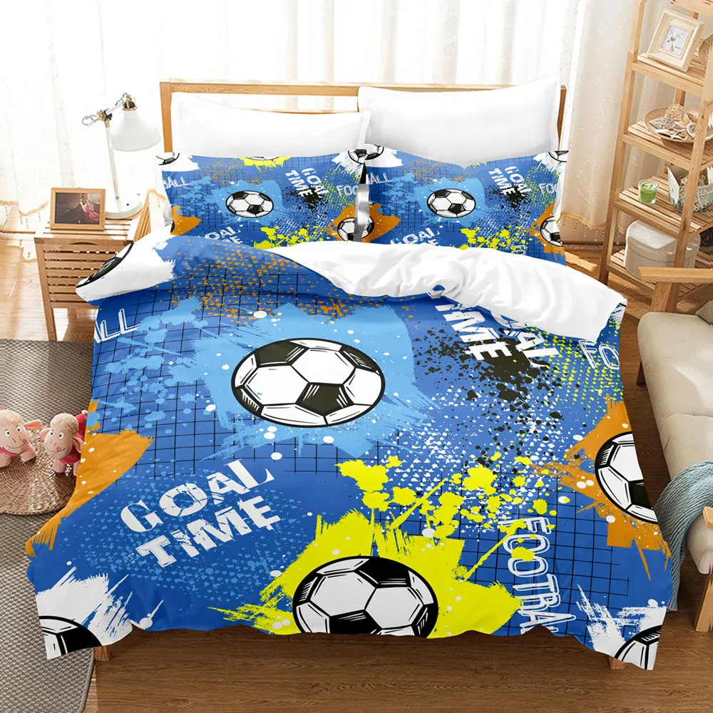 Kinder-Bettwäsche-Sets 2025, 3D-gedrucktes Basketball-Fußball-Bettbezug-Set, weich, bequem, ohne Kern, Heimtextilien-Dekor für Jungen, Geschenk – Detail 7