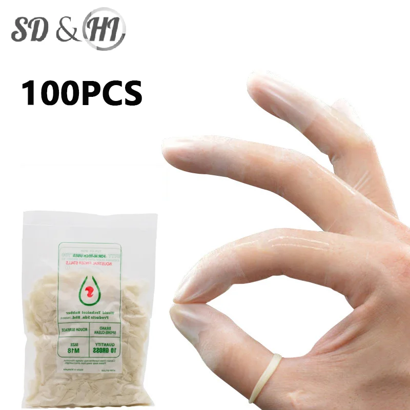 

100 PCS Rubber Non-slip Anti-static Finger Cots Disposable Latex Finger Cover Fingertips Protector Gloves Nail Art Tool