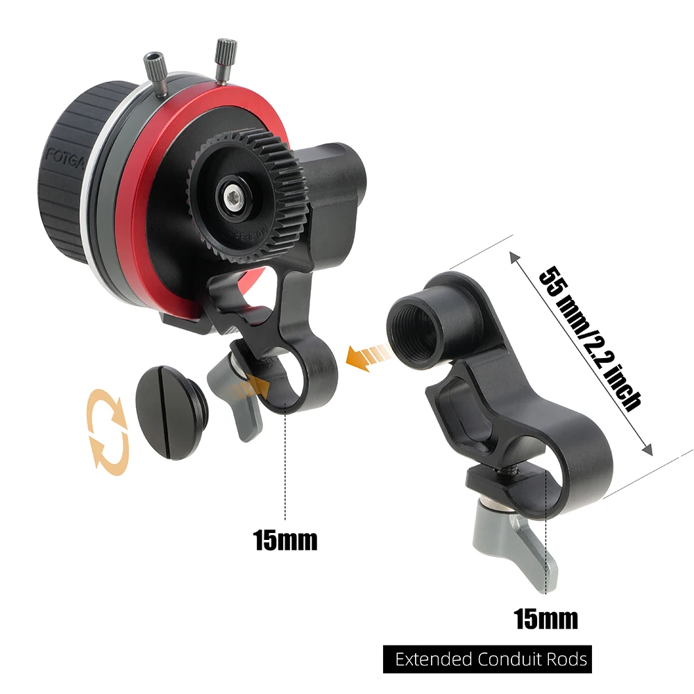 FOTGA Mini Follow Focus with A/B Stops Flexible Arm Positions Comfortable Operation 15mm Rod Connection Lightweight 4K Cameras