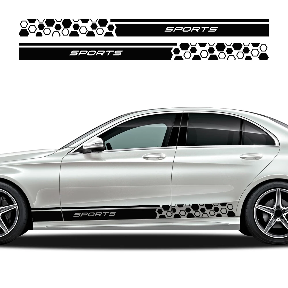 

Гоночный спортивный автомобиль, капот в полоску, виниловая наклейка, клетчатая графика, наклейки на боковую юбку двери для внедорожника, автомобильные универсальные аксессуары