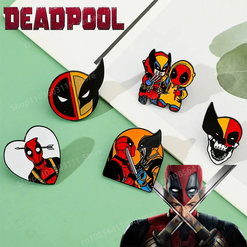 

Superheros Dead-pool and Wolve-rine Brooch Movies Figure Enamel Pins Boys Shirt Backpack Badge Decoration Supplies Friend Gift