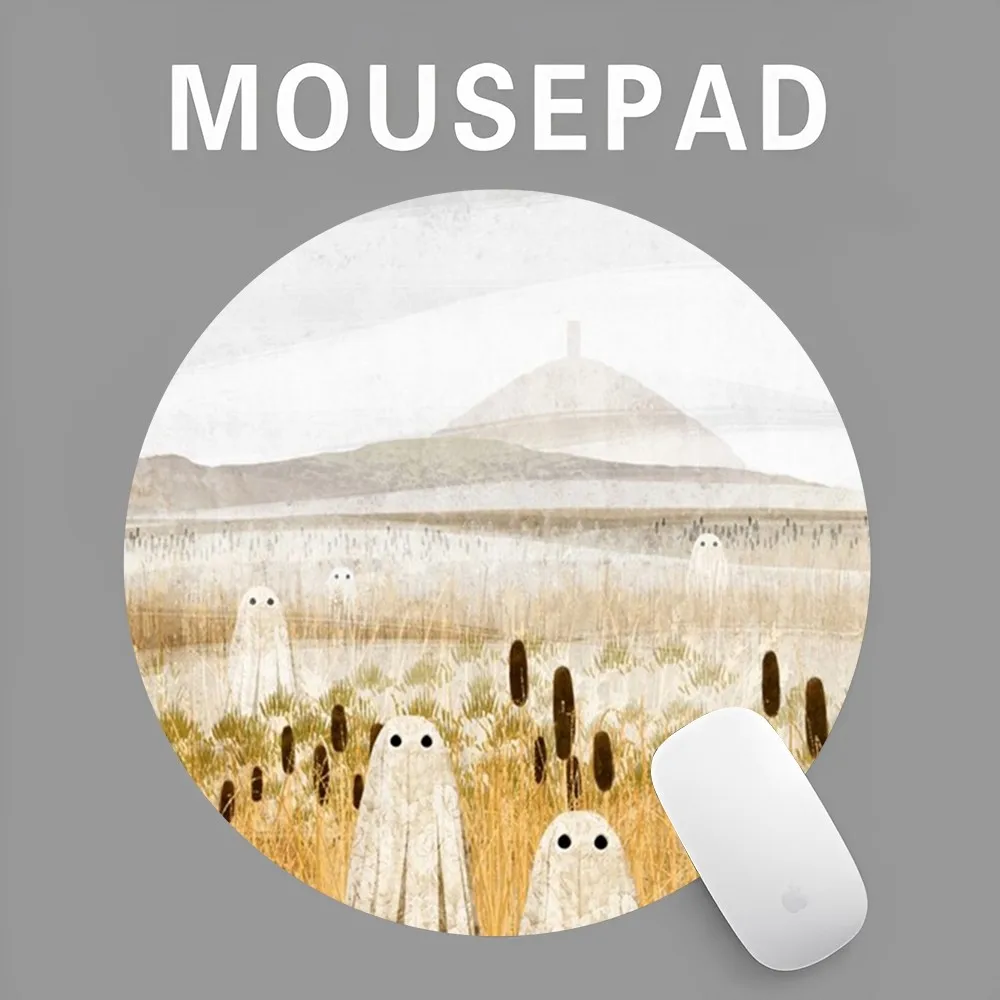 Ghost Mousepad INS Tide Round Keyboard Mat Table Mat Students Cabinet Gamer Desktop Mousepad Cup Mats Deskpad Home Decor