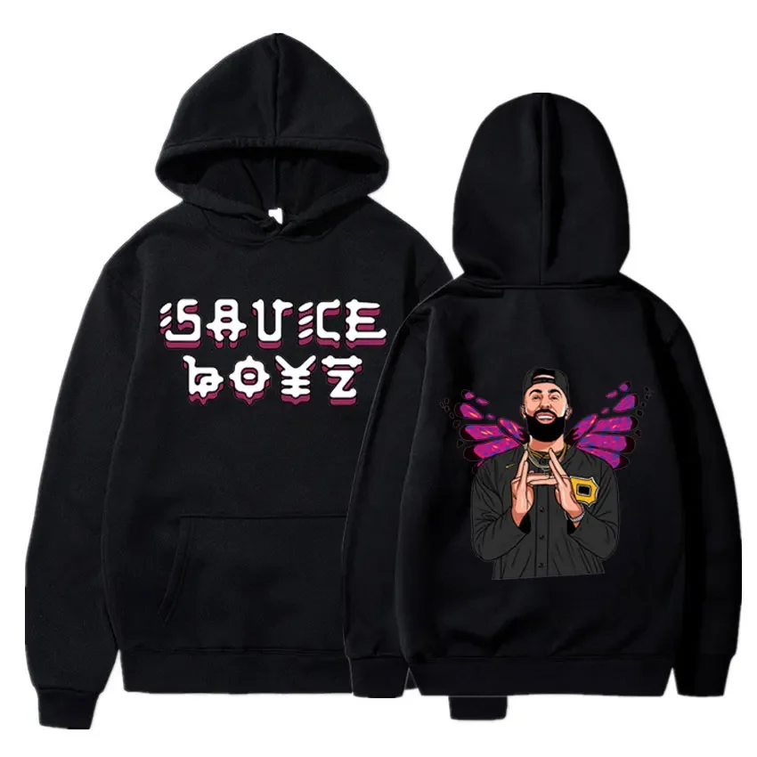 Rock Rapper Eladio Carrion Hoodie Sauce Boyz Monarca Print Hooded Mens Autumn/Winter Oversized Male Sweatshirt Unisex Streetwear