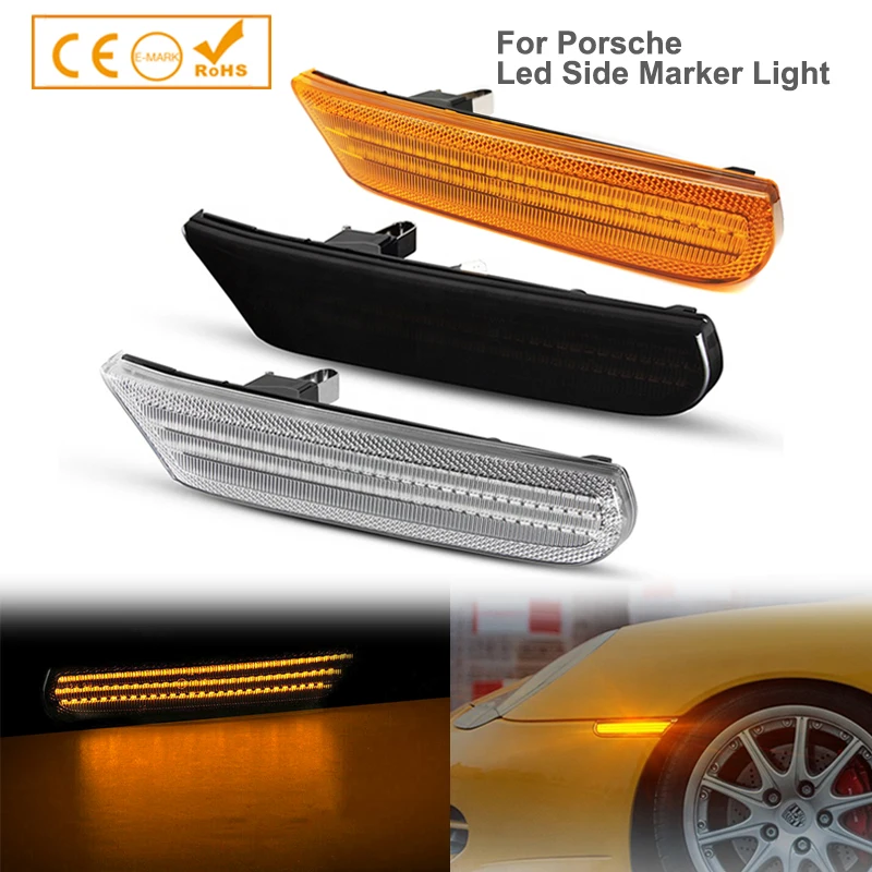 2x Dynamic Front Bumper Reflector Side Marker Lights Turn Signal Lamp For Porsche Boxster 986 996 911 Carrera Turbo Targa GT2/3