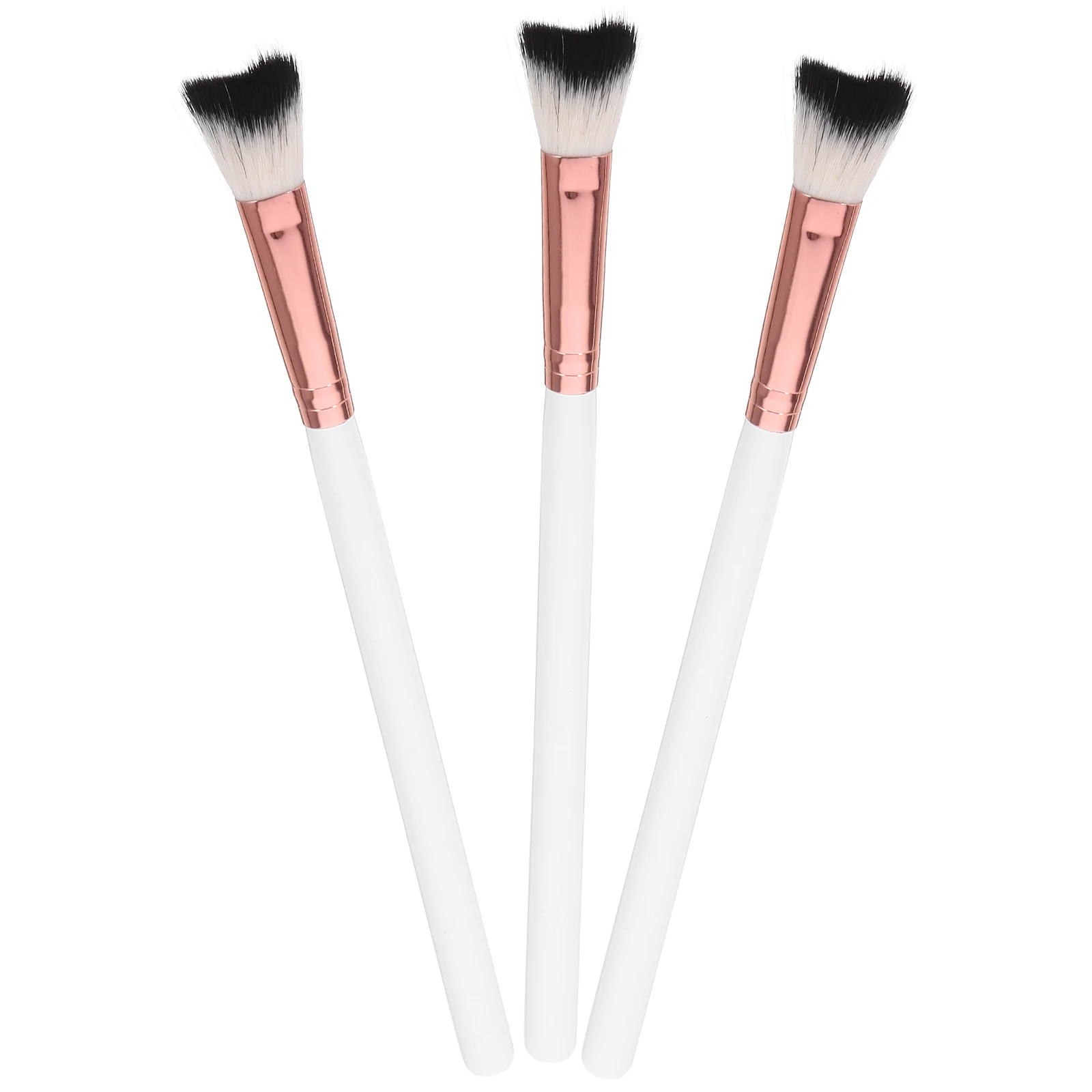 3 pçs nariz sombra escova destaque pincéis de maquiagem cerdas macias feminino alça de alumínio rosa ouro vshape contorno ferramentas