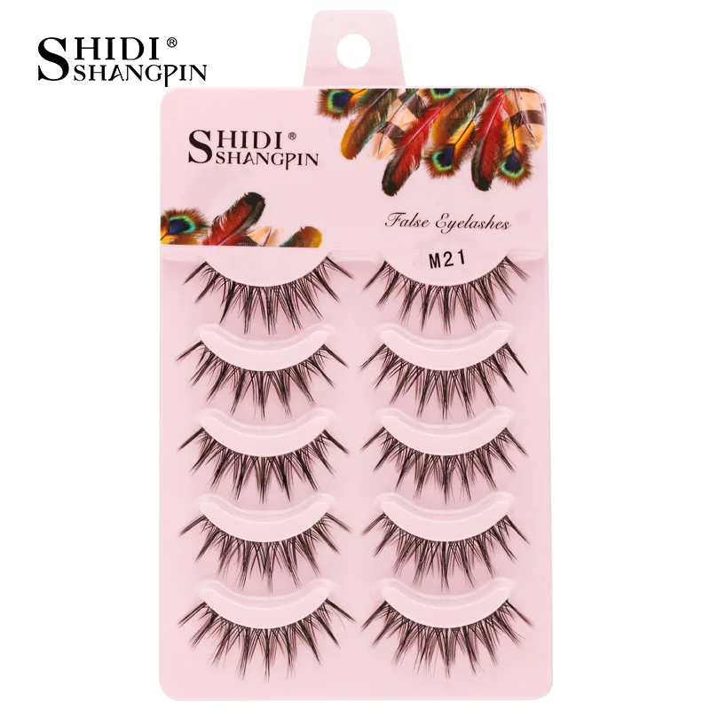 SHIDISHANGPIN Natural Mink Eyelashes 3/5 Pairs Manga Lashes Fluffy Wispy 3D Mink Lashes Daily Dating Makeup False Eye Lashes