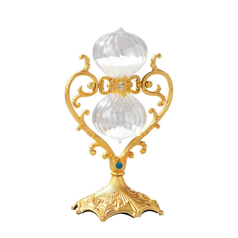 

European heart-shaped love rotating hourglass timer ornament 30 minutes creative timing retro light luxury desktop decoration