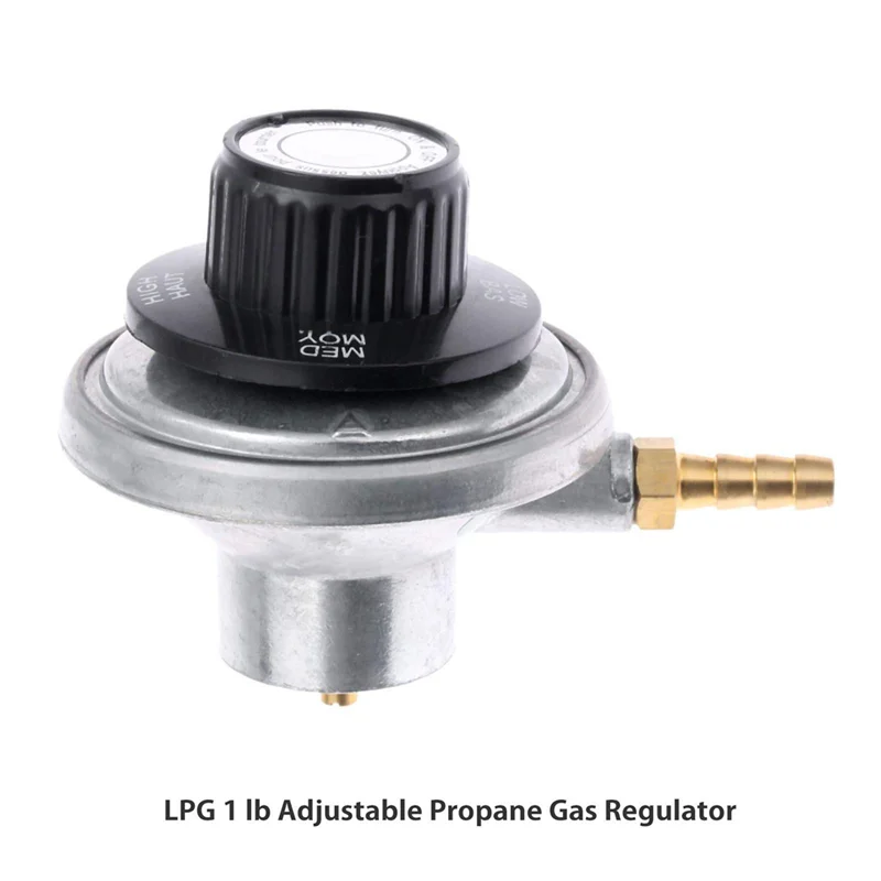 1 Pound Propane Tank Low Pressure Adjustable Gas Regulator with 1/4Inch Barb Hose Connection