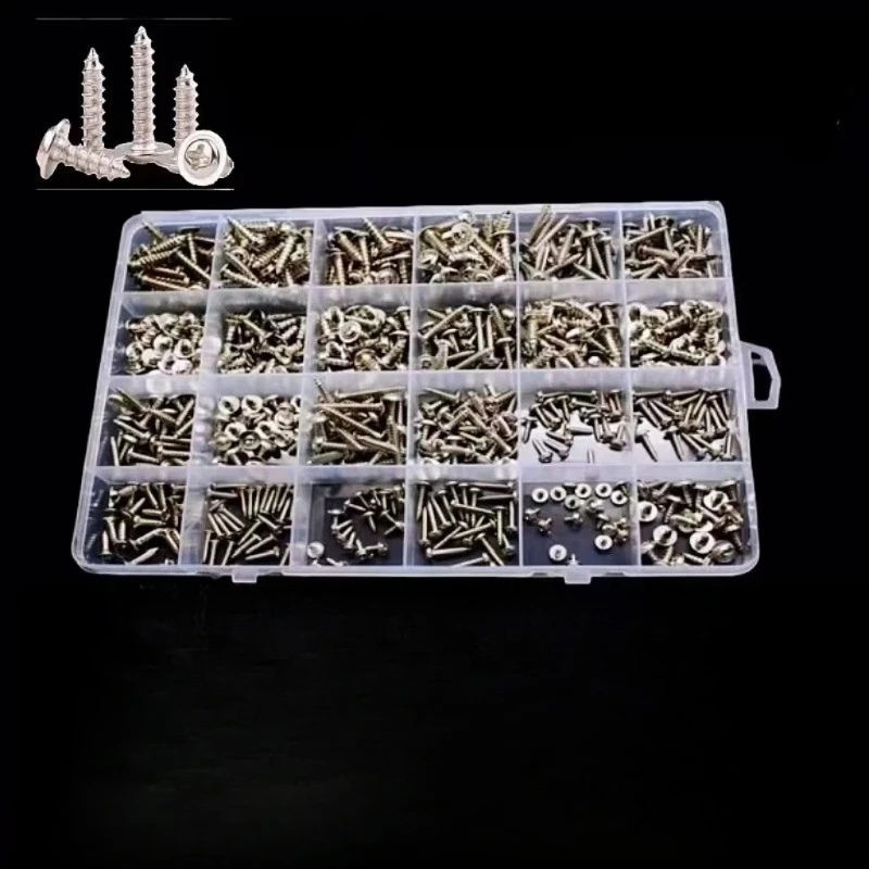 M2 M3 M4 Carbon Steel Cross Round Head With Washer Self-tapping Screw/Cross PWA Screw Set Combination