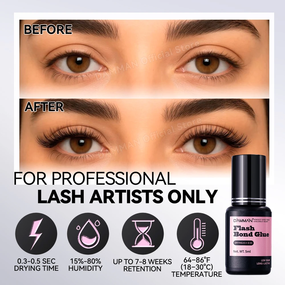

Клей для наращивания ресниц Damman 5 мл, профессиональный, быстросохнущий (0,3-0,5 сек), для салонов, срок фиксации 7-8 недель