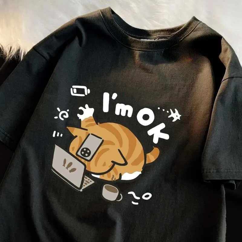 تعتقد أنه لا يزال أن تحمل على طباعة القطة البرتقالية الصغيرة حسنًا للنساء كل مباراة بلايز تي شيرت تي شيرت ملابس ناعمة قابلة للتنفس