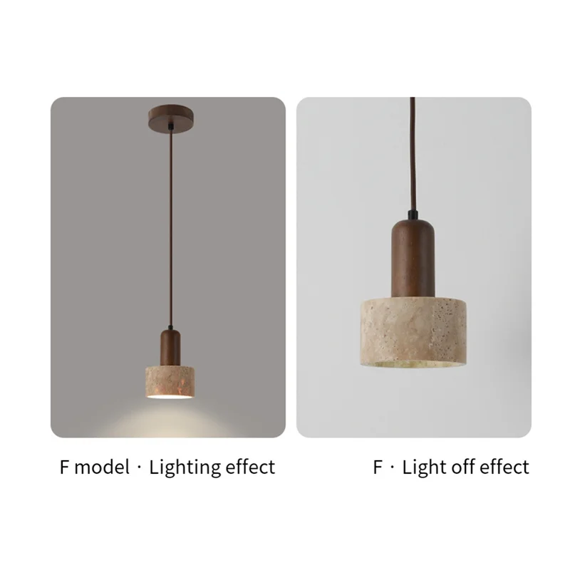 

AT19-Yellow Travertine LED Pendant Light 3 Color Dimming 110-240V Nordic Pendant Lamp Ideal For Bedside, Restaurant
