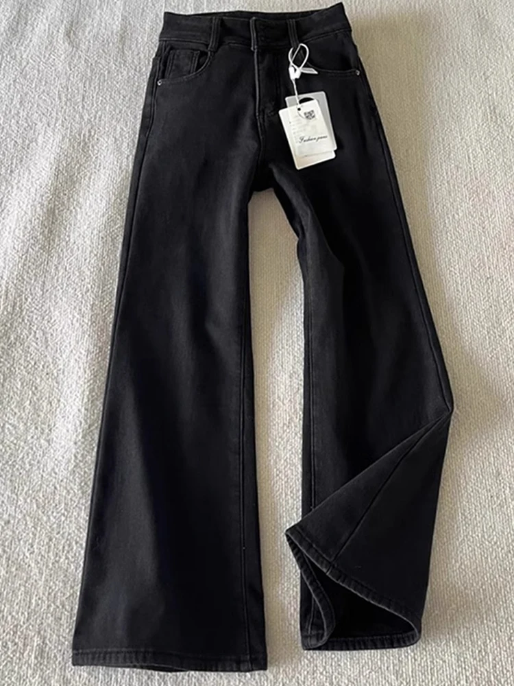 

Черные облегающие прямые джинсы, мужская весенне-осенняя одежда, брюки High Street Cleanfit Bootcut, прочная смесь хлопка и полиэстера