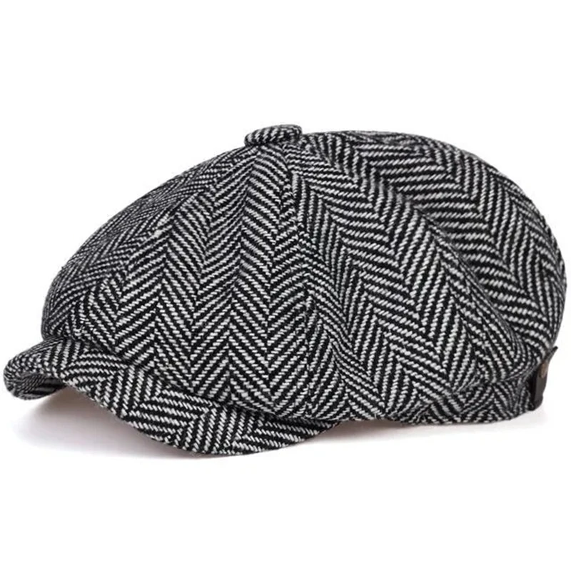 Casual Wild Newsboy Hat Men Octagonal Cap British Painters Hats Autumn Winter Berets Herringbone Flat Caps Hip Hop Berets Gorras