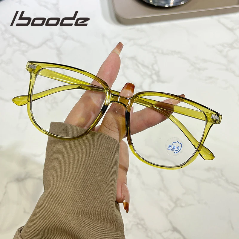 

Iboode Anti Blue Light Frame Transparent Square Myopia Glasses Women Men Computer Myopic Optical Eyeglasses Unisex Goggle