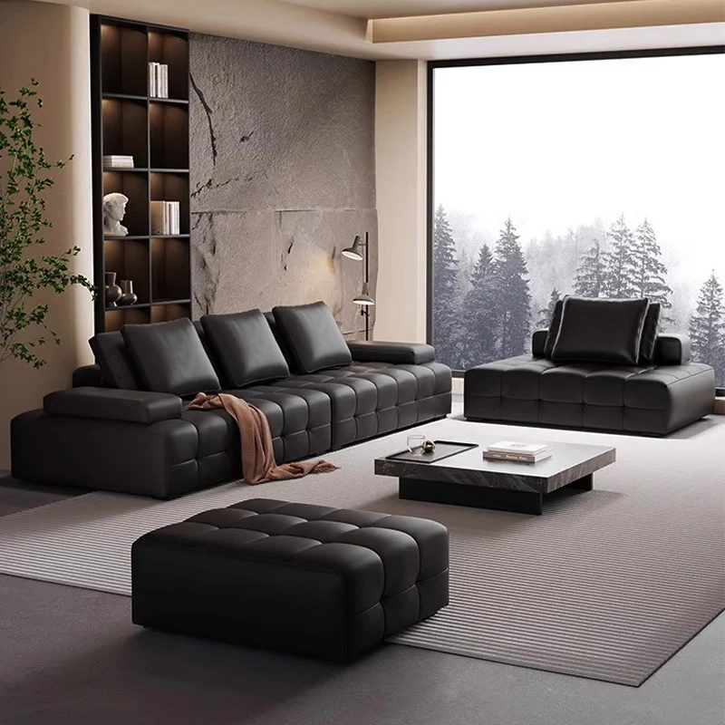 Modular Wear-Resistant L-Shape Leather Recliner Sofa Set Modern Design for Apartment Warehouse Use Eco-Friendly Customizable