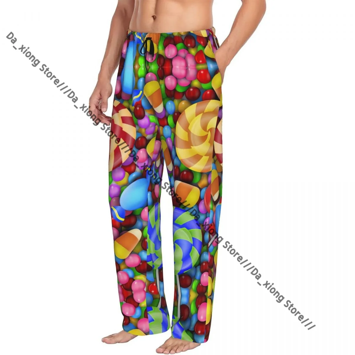 

Men Sleep Bottoms Male Lounge Trousers Men's Sweet Candies With Lollipop And Candy Corn Pajama Pants