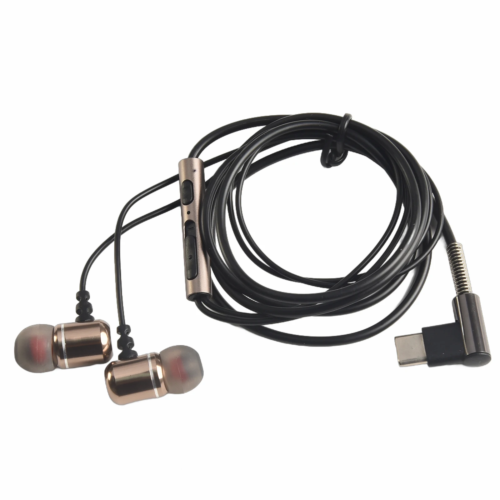 Headset Digital Audio Decoding Type-C Earphones Flat Mouthed Mobile Phone Wired Control In Ear Metal Wired Earphones