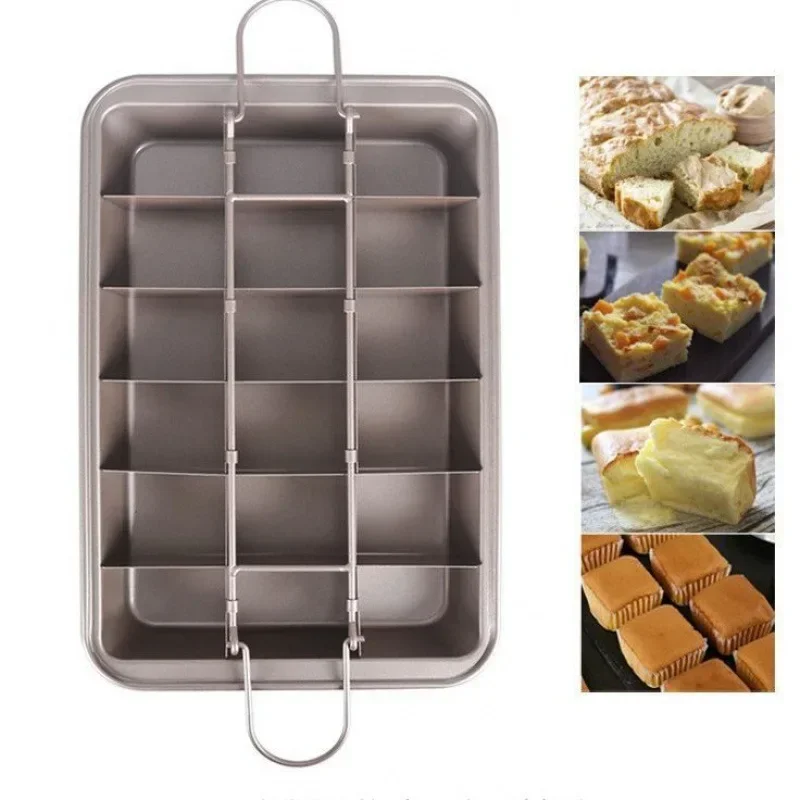 

1pc Brownie Cake Pan With Dividers (12.2''x7.7'') Stainless Steel Loaf Pan Non-Stick Square Muffin Pan Blondie Bakeware